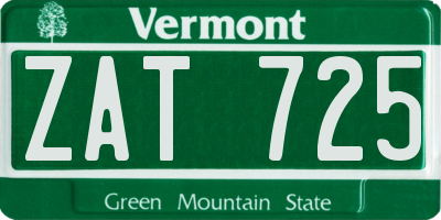 VT license plate ZAT725