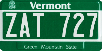 VT license plate ZAT727