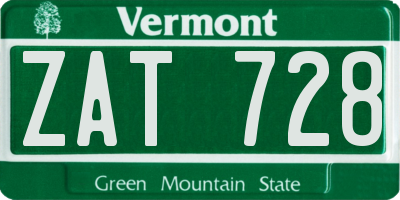 VT license plate ZAT728
