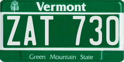 VT license plate ZAT730