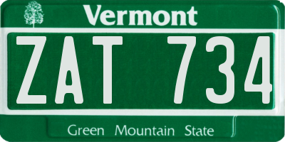 VT license plate ZAT734