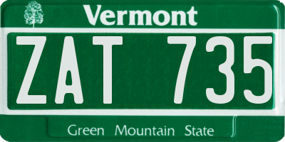 VT license plate ZAT735