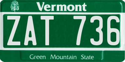 VT license plate ZAT736