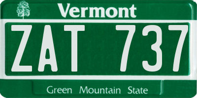 VT license plate ZAT737