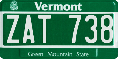 VT license plate ZAT738