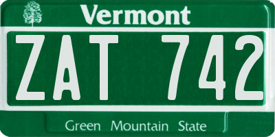 VT license plate ZAT742