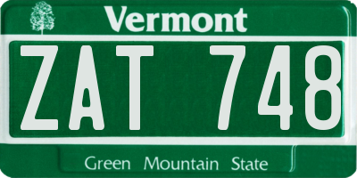 VT license plate ZAT748