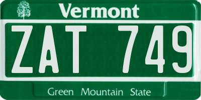 VT license plate ZAT749