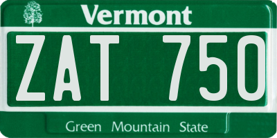 VT license plate ZAT750