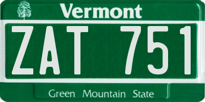 VT license plate ZAT751