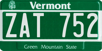 VT license plate ZAT752