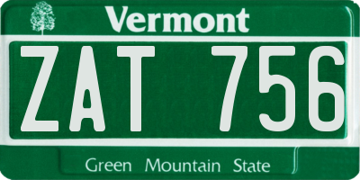 VT license plate ZAT756