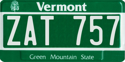 VT license plate ZAT757