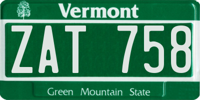 VT license plate ZAT758
