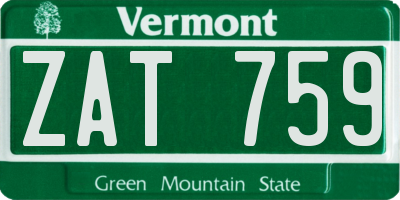 VT license plate ZAT759