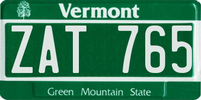 VT license plate ZAT765