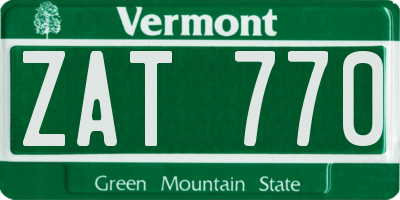 VT license plate ZAT770