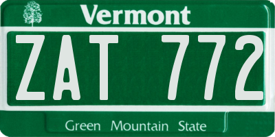 VT license plate ZAT772