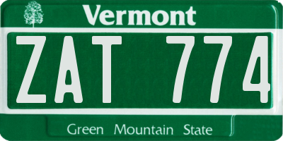 VT license plate ZAT774