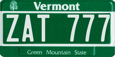 VT license plate ZAT777