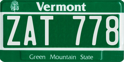 VT license plate ZAT778