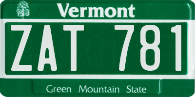 VT license plate ZAT781