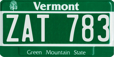 VT license plate ZAT783
