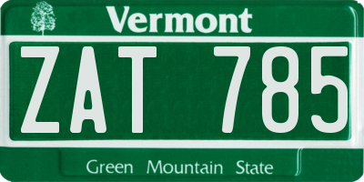 VT license plate ZAT785