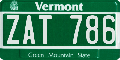 VT license plate ZAT786