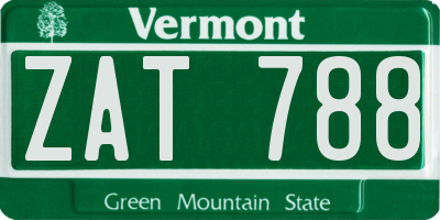VT license plate ZAT788