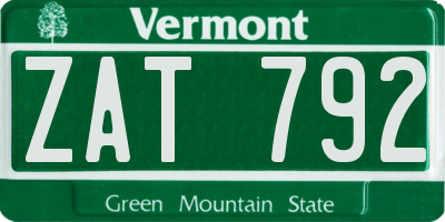 VT license plate ZAT792
