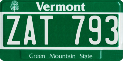 VT license plate ZAT793