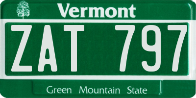 VT license plate ZAT797