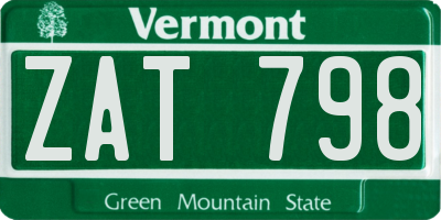 VT license plate ZAT798