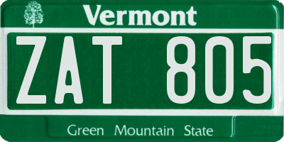 VT license plate ZAT805