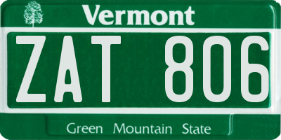 VT license plate ZAT806