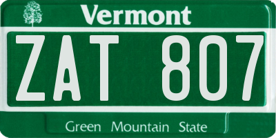 VT license plate ZAT807