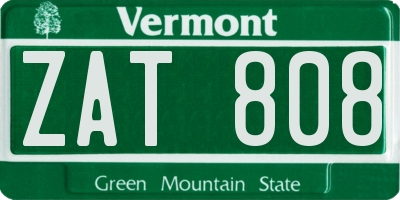 VT license plate ZAT808