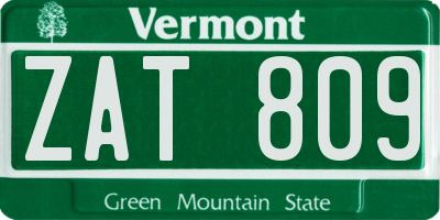 VT license plate ZAT809