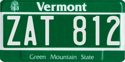 VT license plate ZAT812