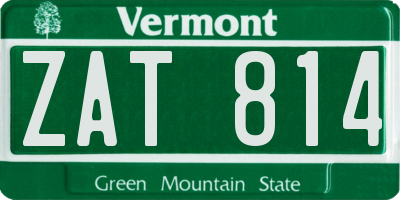 VT license plate ZAT814