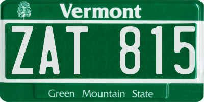 VT license plate ZAT815