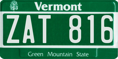 VT license plate ZAT816