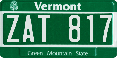 VT license plate ZAT817