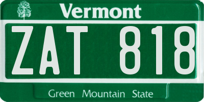 VT license plate ZAT818