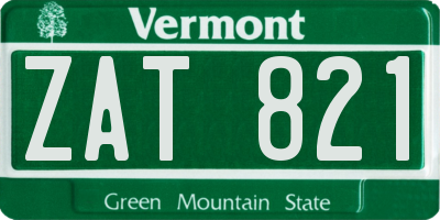 VT license plate ZAT821
