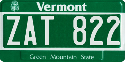 VT license plate ZAT822