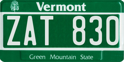 VT license plate ZAT830