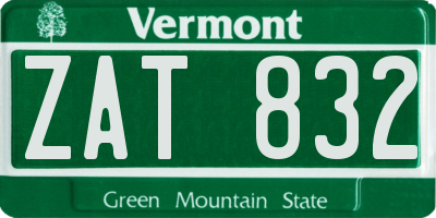 VT license plate ZAT832