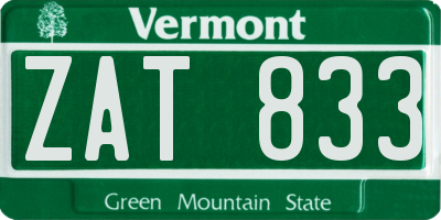 VT license plate ZAT833